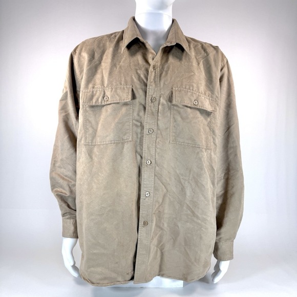 Knightsbridge Other - Vintage Knightsbridge 90s Faux Suede Button Up Shirt Men Beige XL Retro Hipster